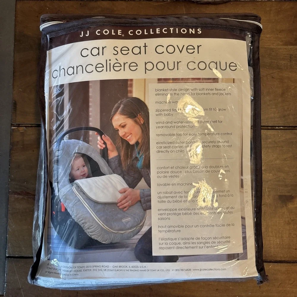 Fleece Lined Car Seat Cover‎ Baby Protection Winter Gray Quilted Zip JJ Cole
